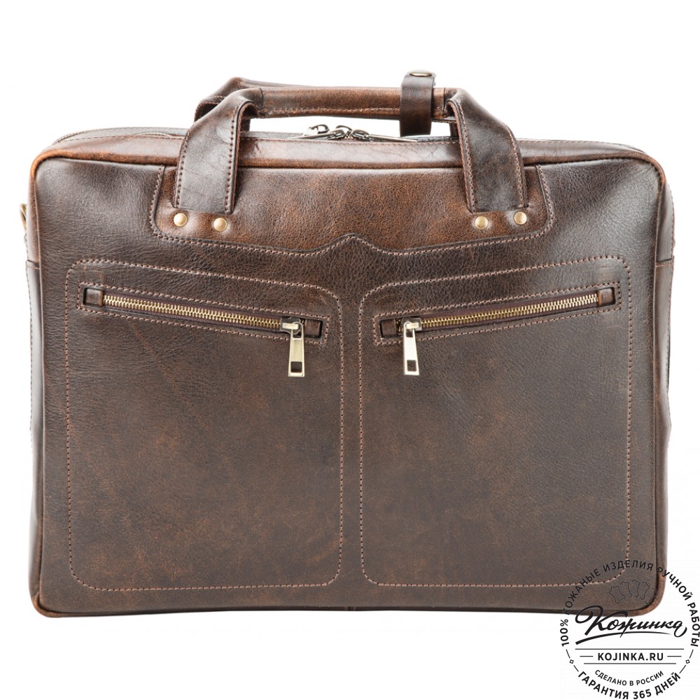 Кожаная мужская сумка-рюкзак "Генри" (коричневый эксклюзив)